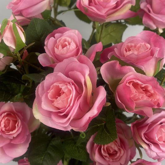 60cm Artificial Premium Rose Bush Pink Silk Flowers and Leaves – image 2