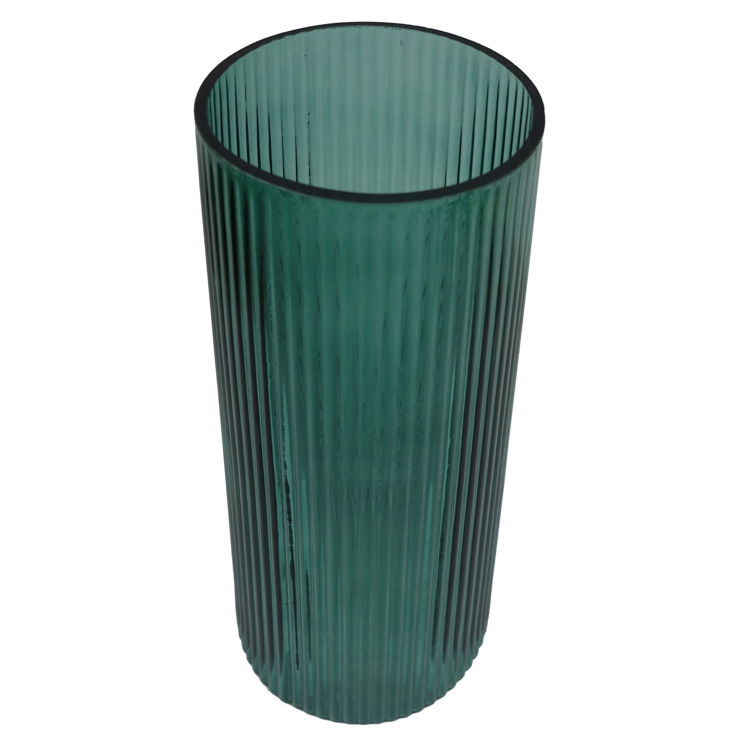 28cm Green Ridged Glass Vase – image 3