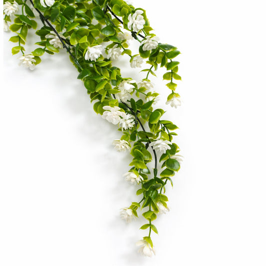 70cm Artificial Trailing Green White Flowering Hanging Plant Foliage – image 2