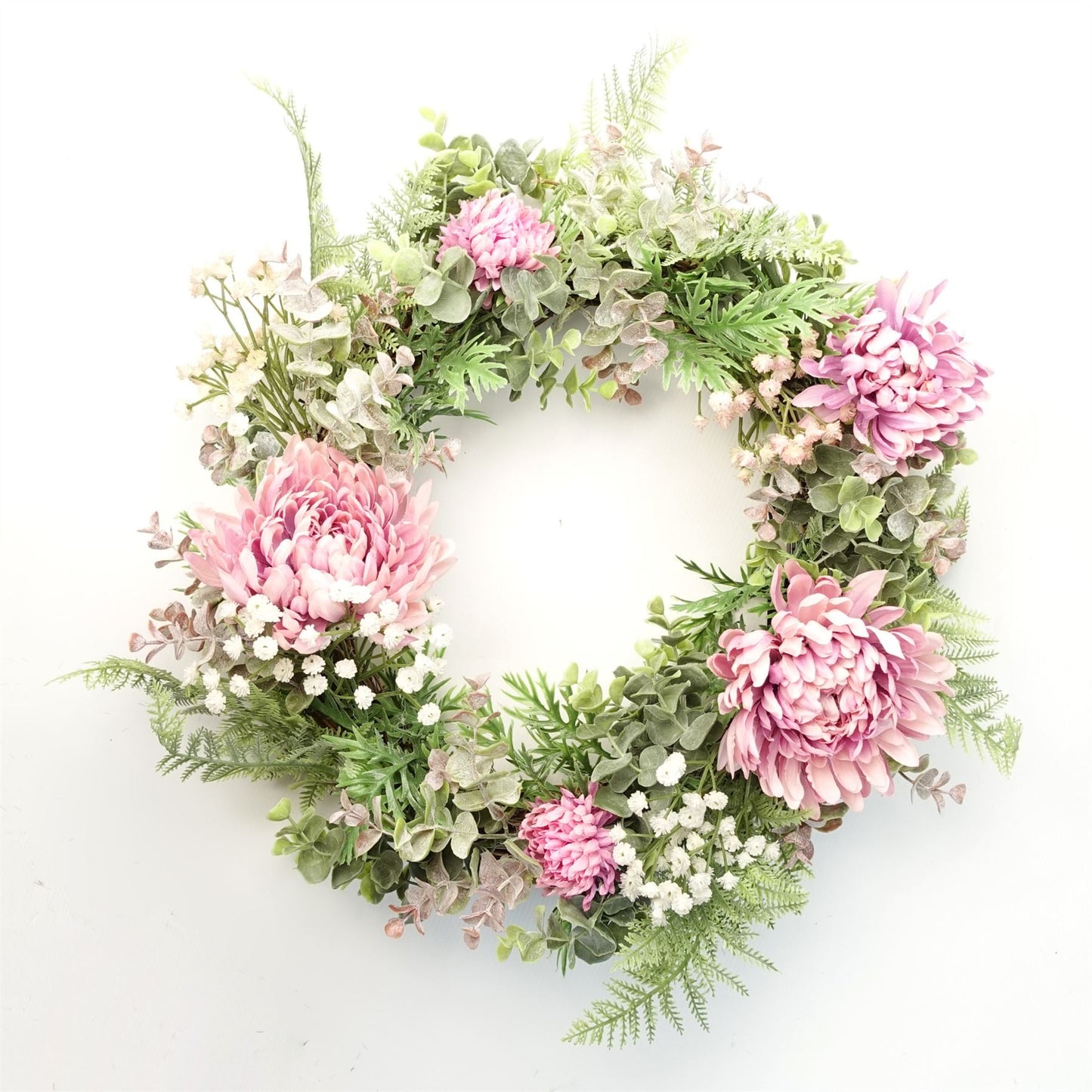 45cm Artificial Pink Floral Wreath – image 7