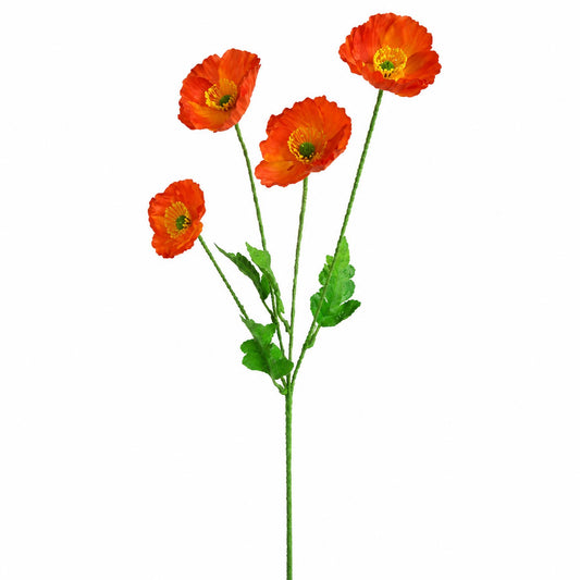 60cm Artificial Red Poppy Spray - 4 Flowers