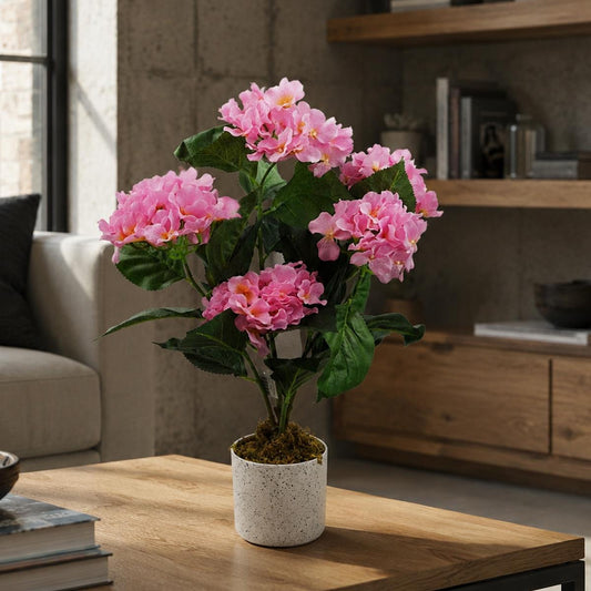 55cm Artificial Pink Hydrangea Plant – image 2