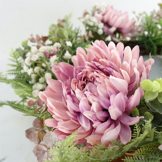 45cm Artificial Pink Floral Wreath – image 2