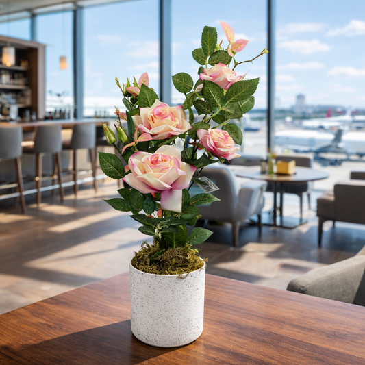 50cm Artificial Pink Rose Plant – image 2