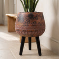 44cm x 30cm Large Zaturn Planter Brown Black with Legs Large