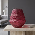 23cm Diamond Embossed Pink Glass Vase
