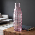 49cm Tall Pink Square Glass Vase