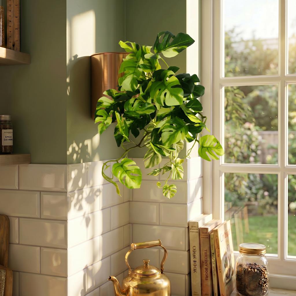 25cm Artificial Trailing Variegated Monstera Vine Plant – image 4