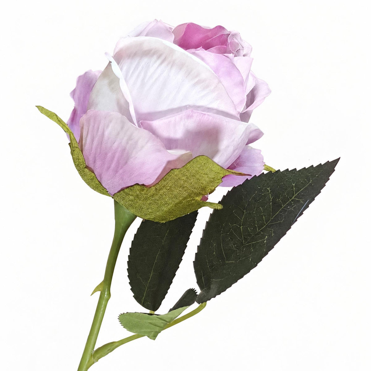 55cm Artificial Pink and Cream Rose Stem – image 3