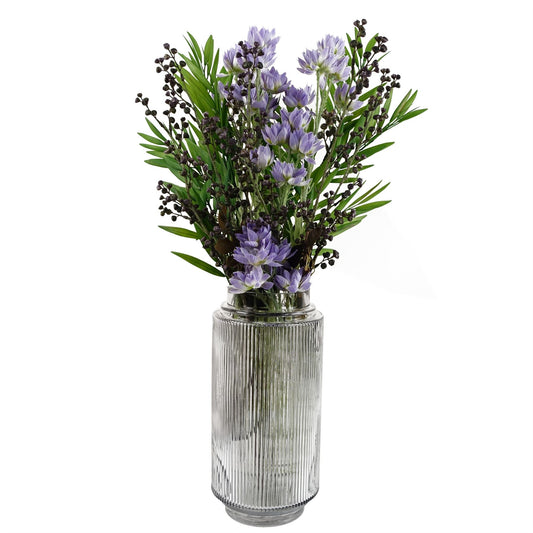 31cm Clear Ridged Glass Vase – image 2