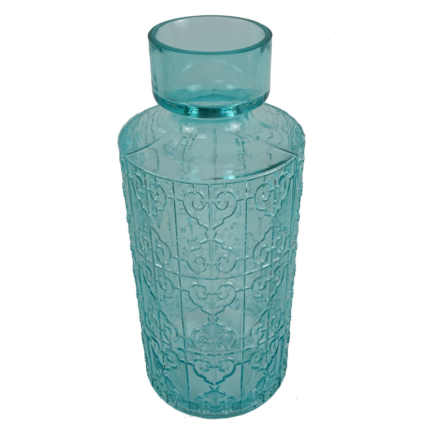 40cm Tall Turquoise Glass Vase – image 3