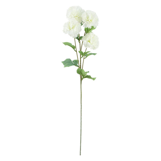 70cm White Artificial Carnation Stem 4 Flowers – image 2