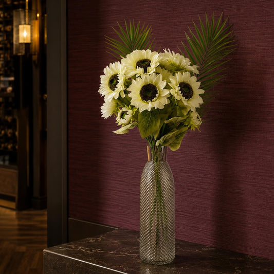 100cm White Artificial Sunflower Arrangement Glass Vase – image 2
