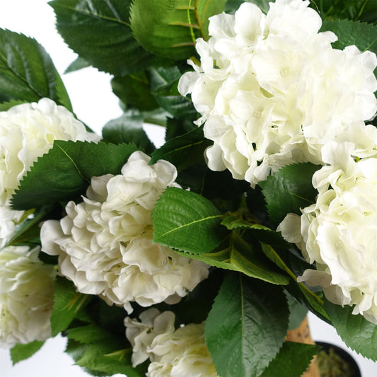 Artificial 75cm White Bush Hydrangea Plant Potted – image 2