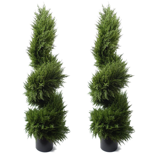 120cm Pair of Premium Artificial Cypress Spiral Topiary – image 2
