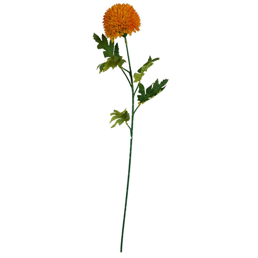 70cm Large Ball Dahlia Artificial Flower Stem Yellow – image 2