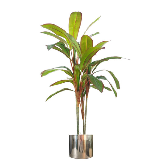Artificial 100cm Potted Dracaena Tropical Plant Silver Metal Plater – image 2