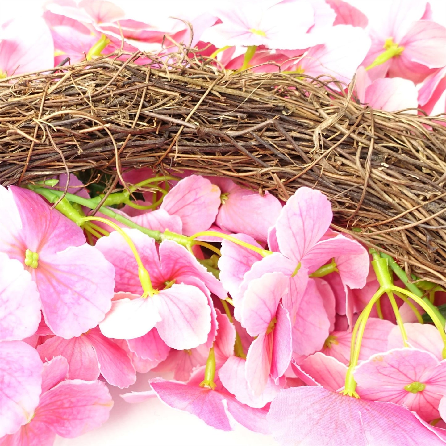 Artificial 40cm Pink Floral Blossom Wreath – image 5