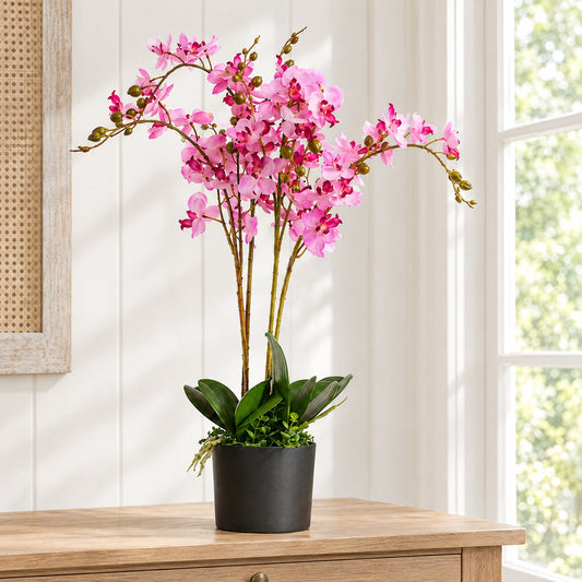 60cm Artificial Luxury Orchid Triple Stem Pink Realistic Plant