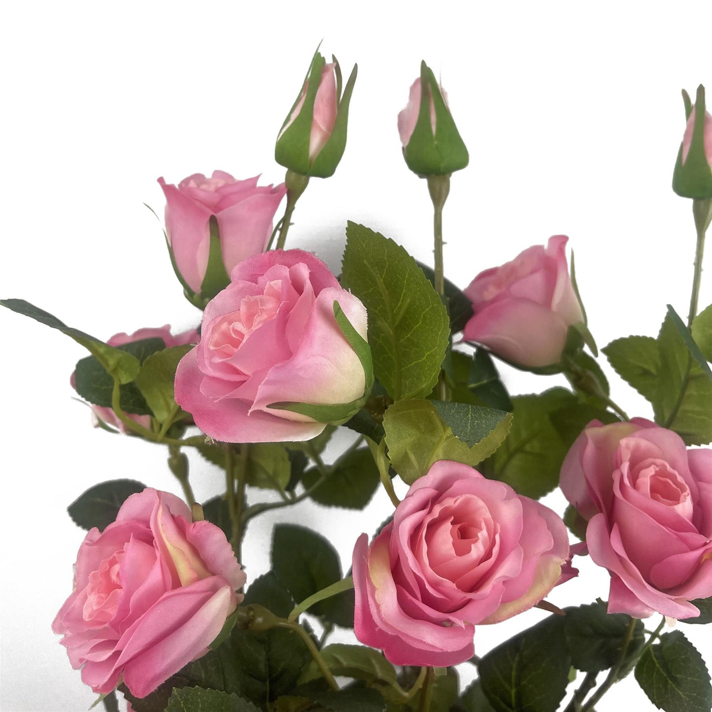 60cm Artificial Premium Rose Bush Pink Silk Flowers and Leaves – image 8