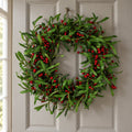Artificial 60cm Christmas Mistletoe Leaf Red Berry Floristry Wreath