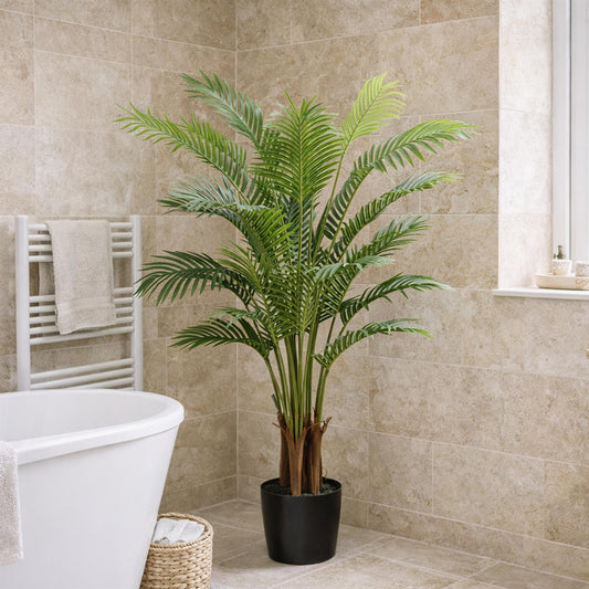 110cm Artificial Areca Palm Tree Potted in Black Pot – image 2