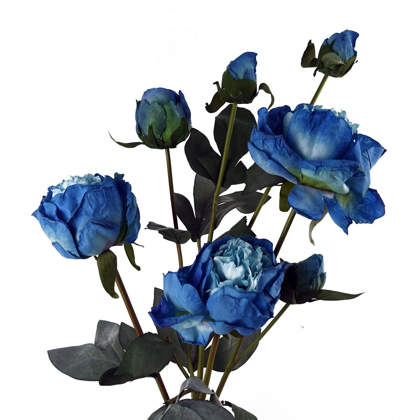 55cm Blue Peony Artificial Flowers Spray 4 Flowers 3 Buds – image 5