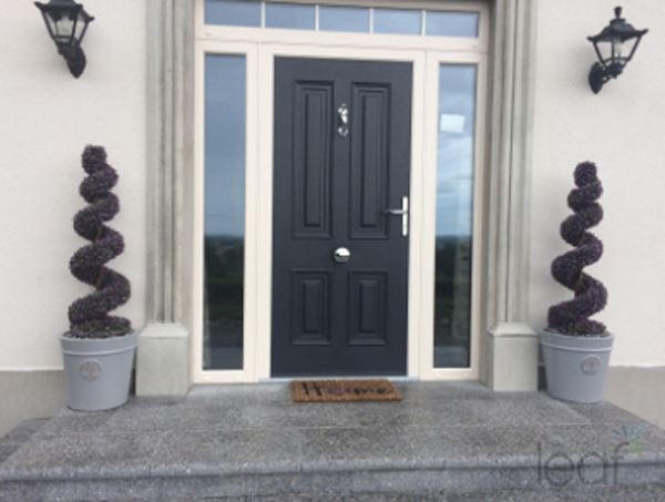 90cm Artificial Pair of Purple Leaf Spiral Topiary Trees with Planters – image 6