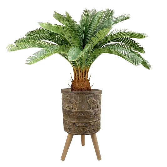 55cm x 29cm Jungle Planter with Legs Embossed Lion Elephant Large – image 2