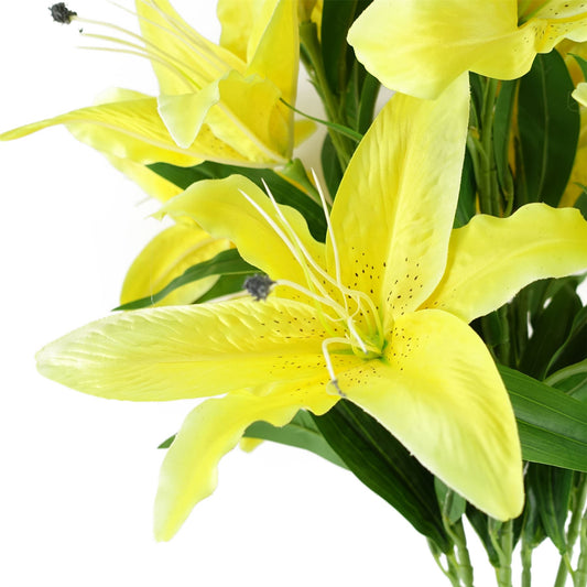 100cm Artificial Large Yellow Lily Stem 3 Flowers – image 2