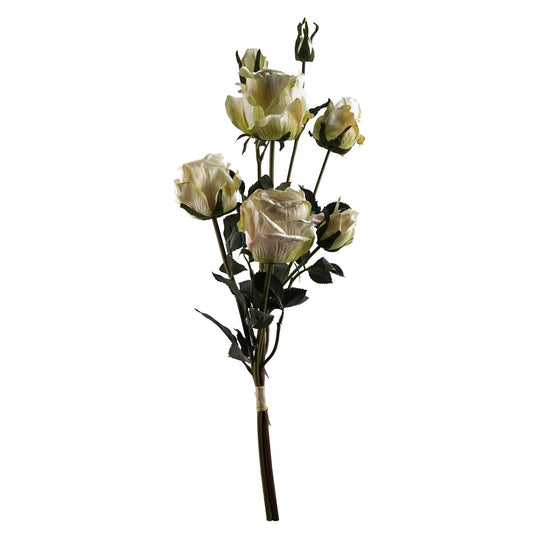 60cm Cream Rose Artificial Flowers Spray 4 Flowers 3 Buds – image 2