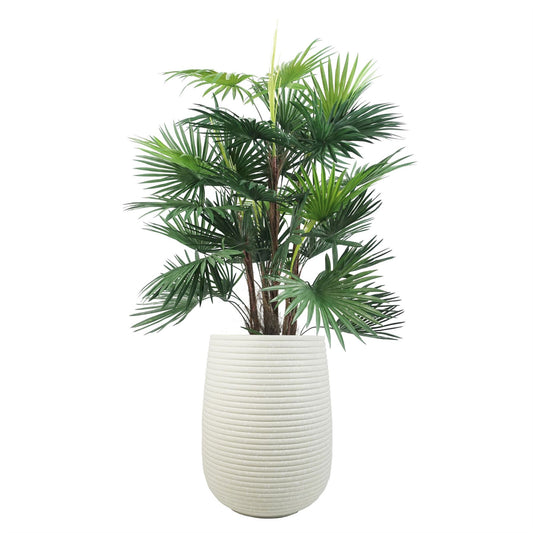 41cm x 30cm Mikos Large Ridged Composite Planter Stone Colour – image 2