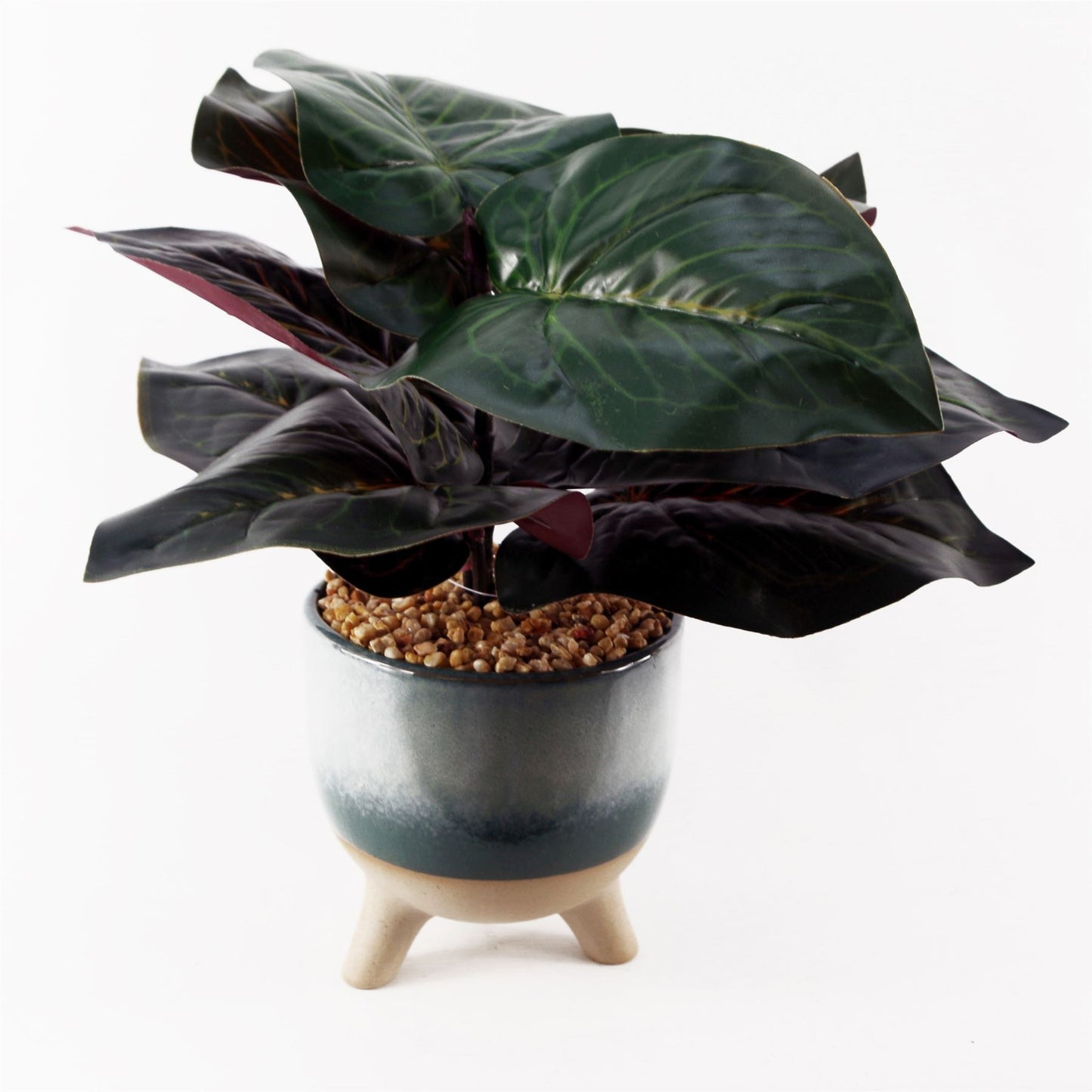 35cm Artificial Ficus Plant with Teal Blue Green Ceramic Planter – image 5