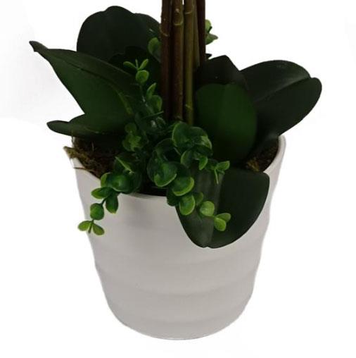 85cm Artificial Deluxe Bush Orchid White Flowers White Pot – image 3