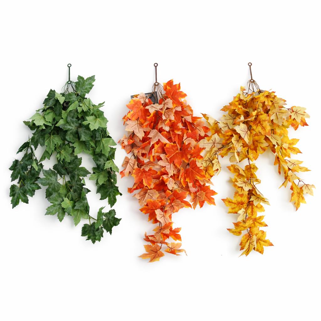 70cm Artificial Trailing Grape Ivy Plant Faux Hanging Foliage Orange – image 4
