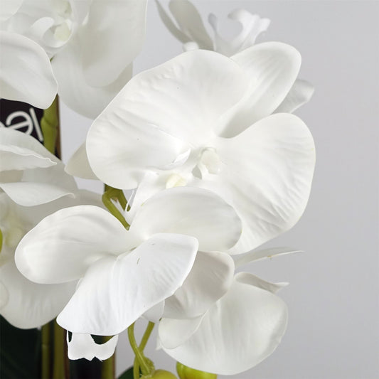 Artificial 60cm Pure White Orchid with Ceramic Bubble Planter – image 2