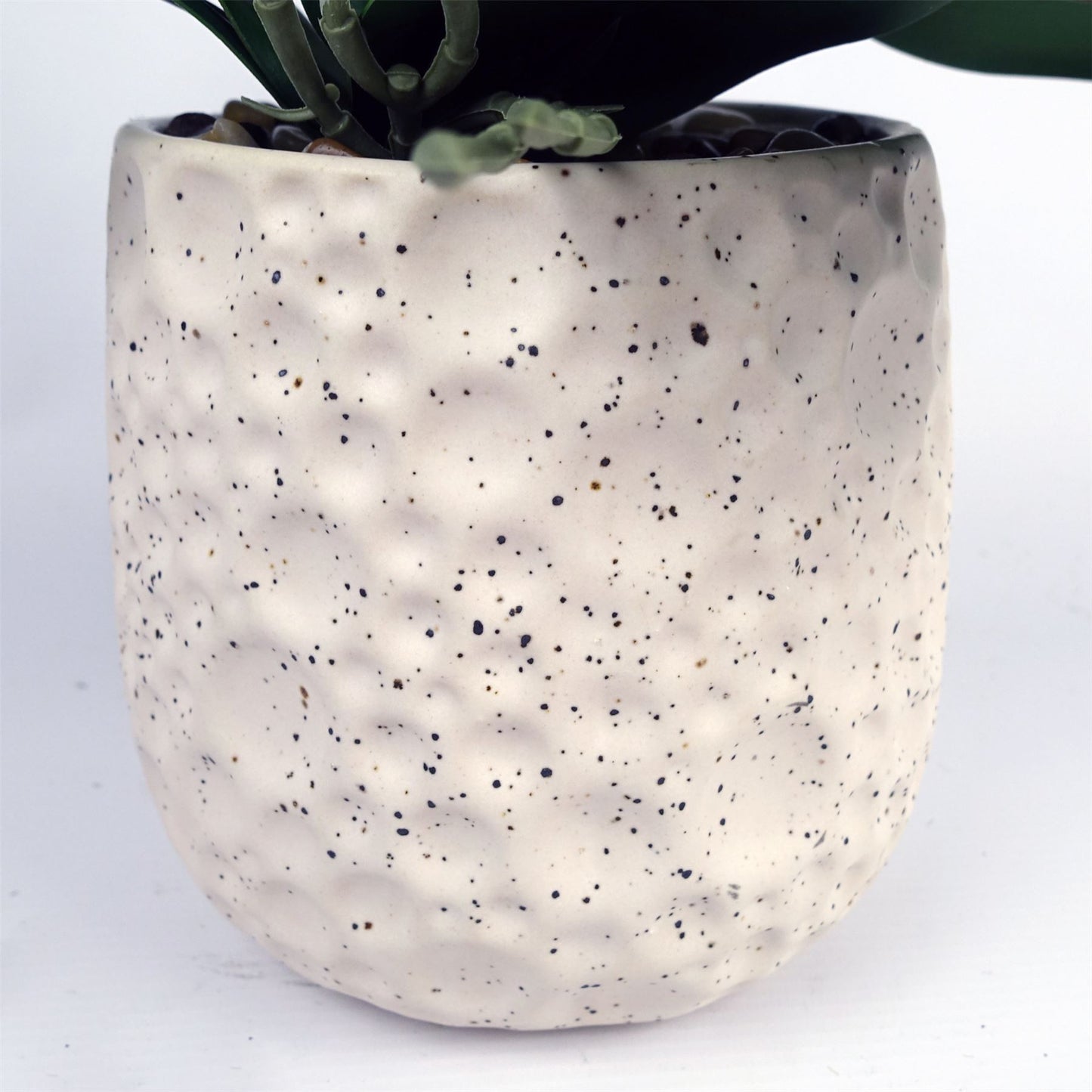 Artificial 60cm Pure White Orchid with Ceramic Bubble Planter – image 3