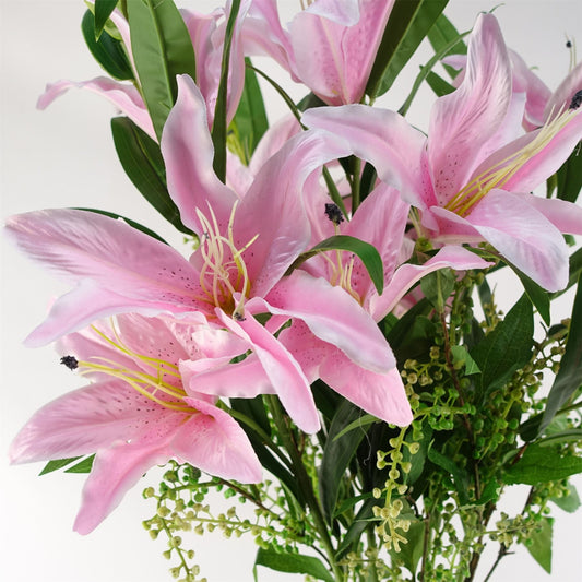 100cm Artificial Large Pink Lily Stem 3 Flowers – image 2