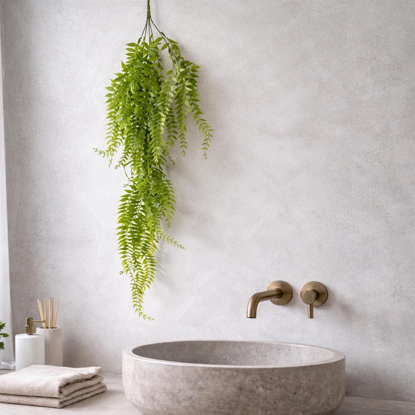 100cm Artificial Trailing Green Leaf Hanging Fern Plant Wired Stems – image 6