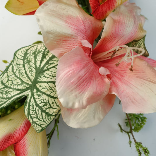 60cm Artificial Pink Lily Wreath – image 2