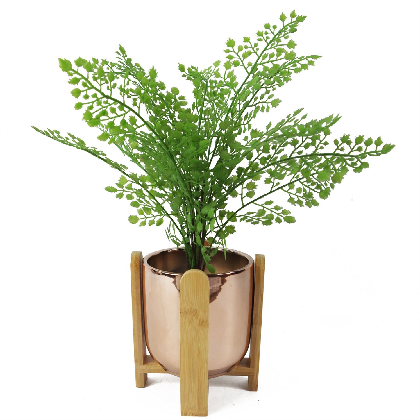 16cm Gold Ceramic Planter with Bamboo Stand – image 6