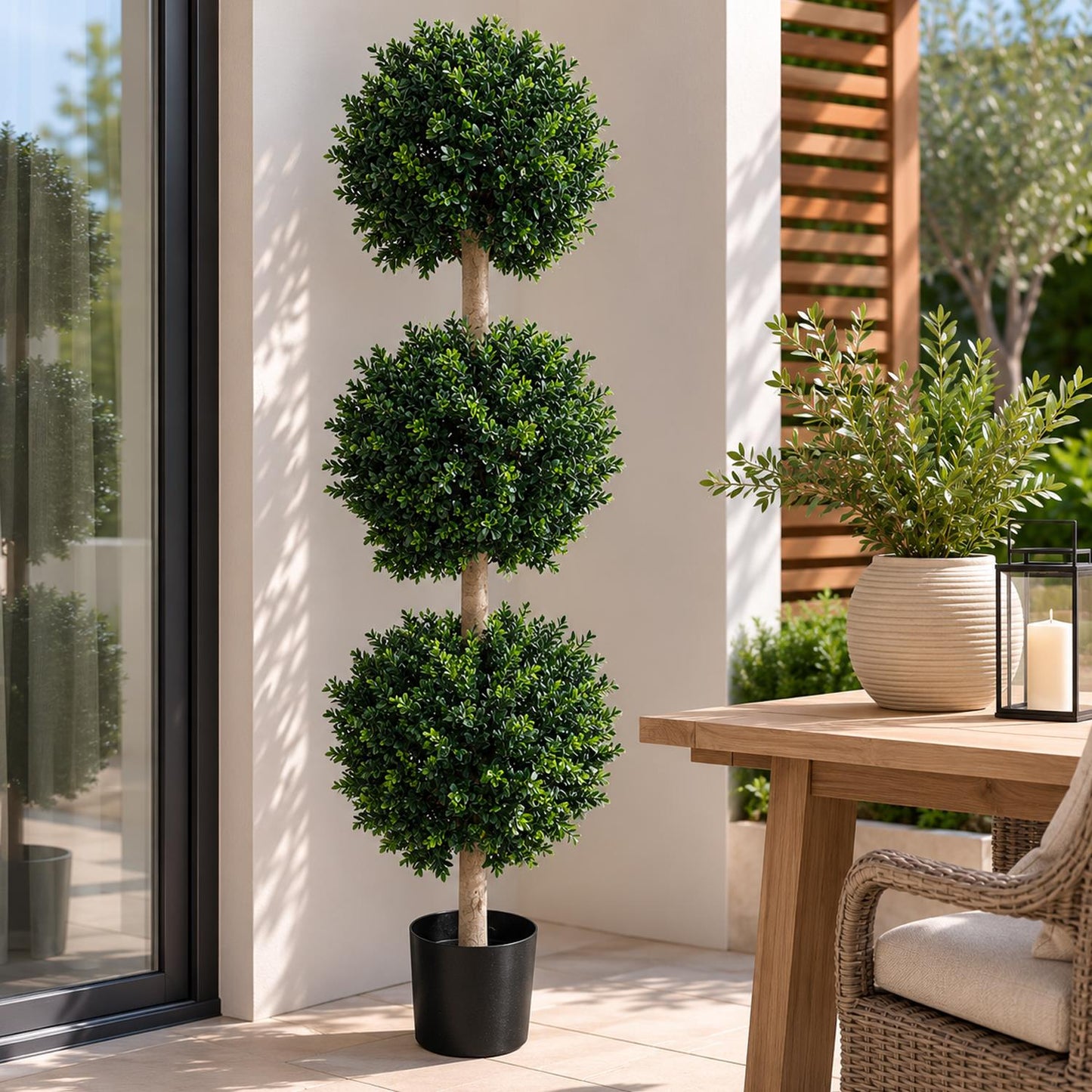 150cm UV Protected Triple Ball Topiary Tree Artificial – image 4