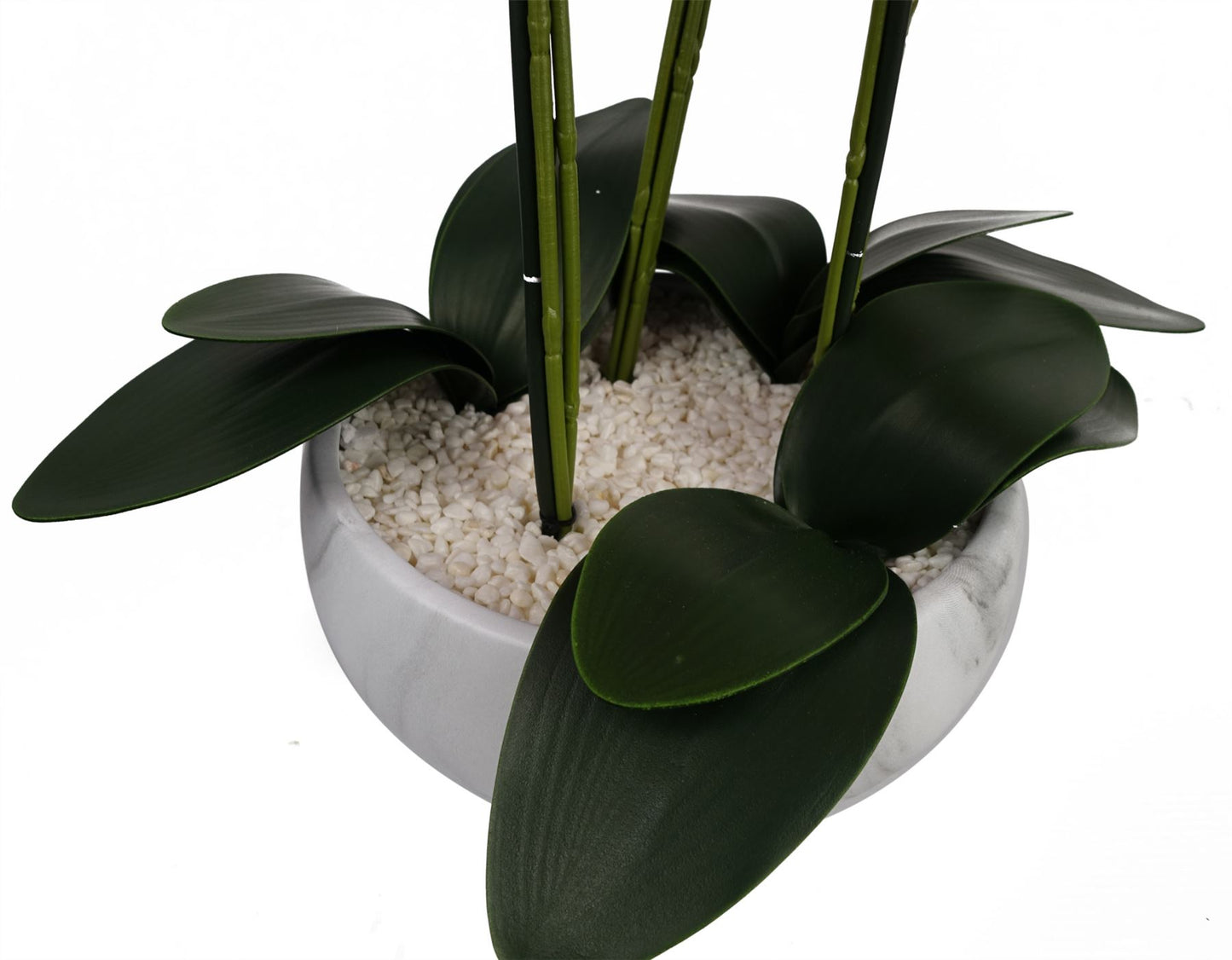Artificial 60cm Orchid White Marble Effect Ceramic Planter – image 5