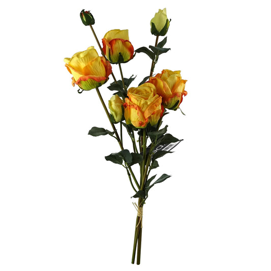 65cm Artificial Yellow Rose Display Geometric Glass Vase – image 2