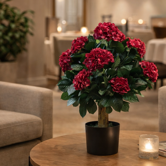 Artificial 75cm Pink Bush Hydrangea Plant Potted – image 2