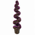 120cm Artificial Purple Large Leaf Spiral with Decorative Planter