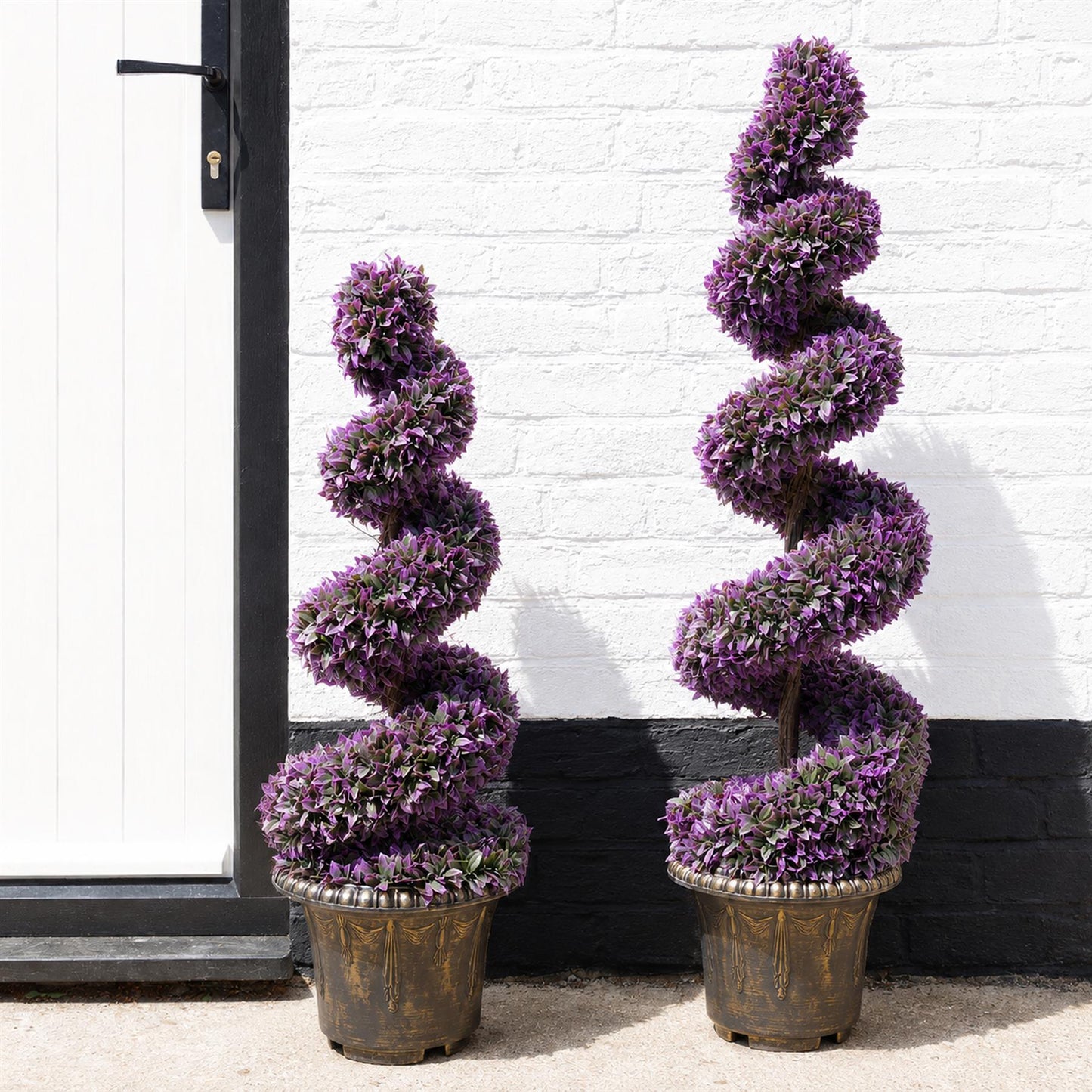 120cm Artificial Purple Large Leaf Spiral with Decorative Planter