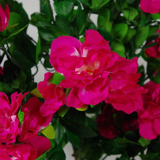 Artificial 100cm Azalea Pink Flowers Potted Plant with Silver Planter – image 2