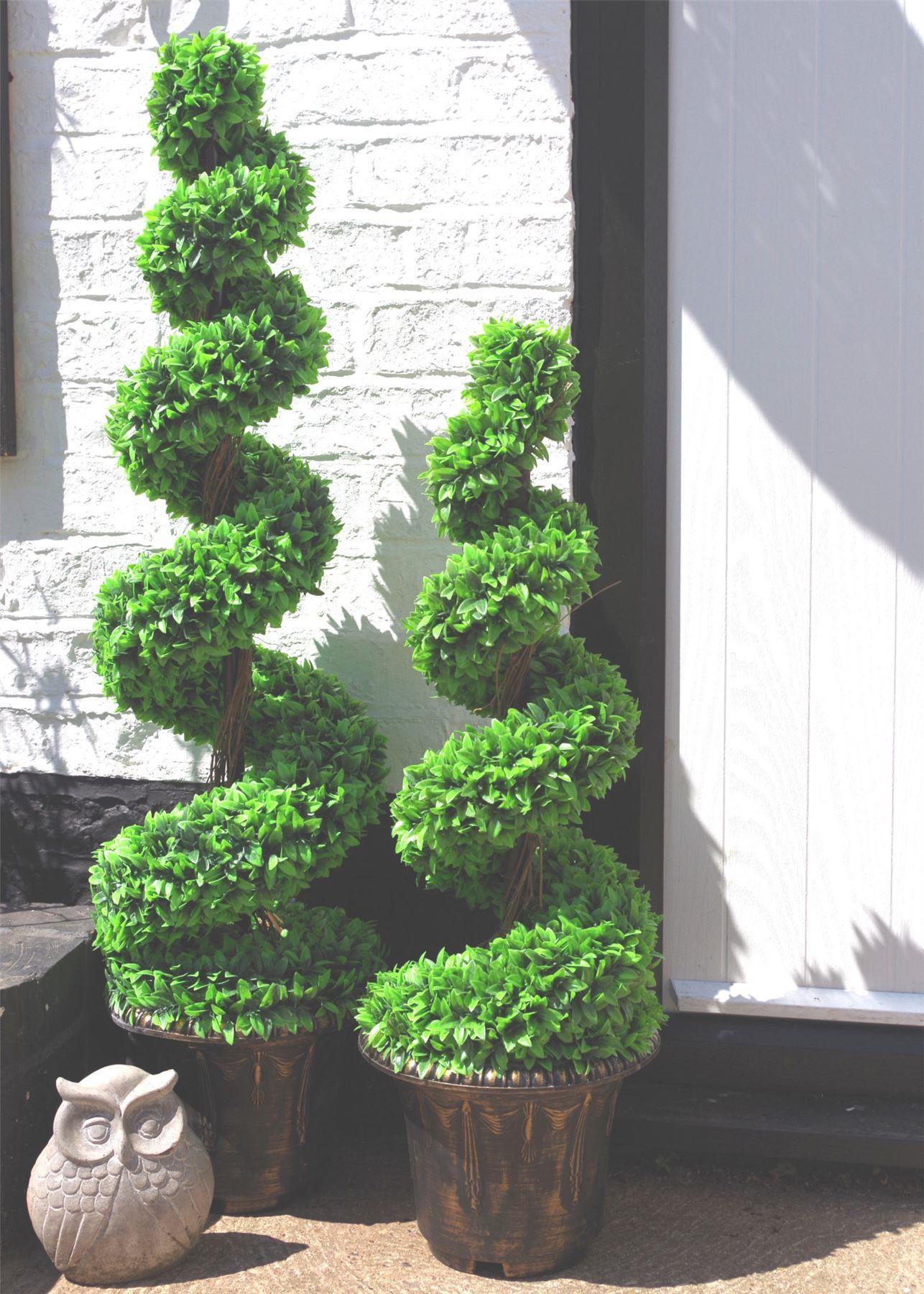 90cm Artificial Green Large Leaf Spiral with Decorative Planter – image 11