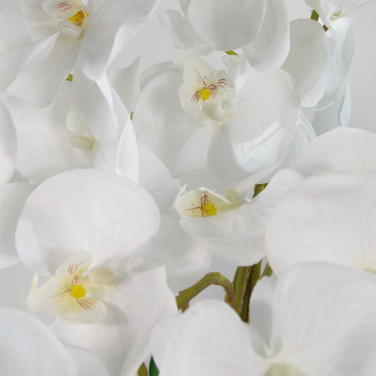 85cm Artificial Deluxe Bush Orchid White Flowers White Pot